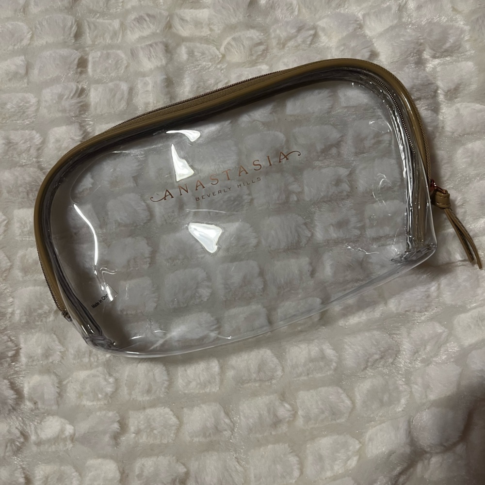 Anastasia Beverly Hills Transparent Pouch with Beige Accents - Brand New!